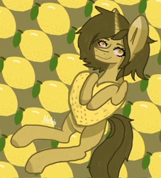Size: 1856x2048 | Tagged: safe, artist:melody_visher, oc, oc:sagiri himoto, pony, food, lemon, solo, that pony sure does love lemons