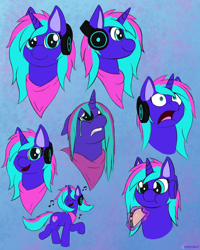 Size: 1600x2000 | Tagged: safe, artist:passionpanther, oc, oc only, oc:heartbeat, pony, unicorn, dancing, expressions, facial expressions, food, headphones, sketch, sketch dump, taco