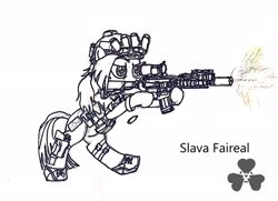 Size: 2060x1488 | Tagged: safe, oc, oc only, earth pony, pony, assault rifle, gun, rifle, simple background, solo, weapon, white background