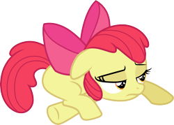 Size: 4192x3000 | Tagged: safe, artist:cloudy glow, apple bloom, earth pony, pony, g4, .ai available, apple bloom's bow, bow, female, filly, floppy ears, foal, hair bow, lying down, simple background, solo, transparent background, vector