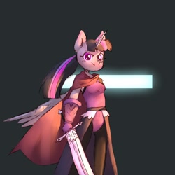Size: 1340x1340 | Tagged: safe, artist:haku nichiya, twilight sparkle, anthro, female, solo, sword, weapon