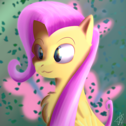 Size: 2750x2750 | Tagged: safe, artist:ermecg, fluttershy, pegasus, pony, g4, element of kindness, high res, lineless, shiny hair, smiling, solo