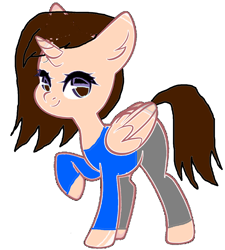 Size: 1152x1280 | Tagged: safe, artist:chloemay16, oc, oc:chloe, oc:chloe the princess of innocence, alicorn, pony, 1000 hours in ms paint, alicorn oc, horn, simple background, solo, standing, wings