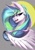 Size: 2480x3508 | Tagged: safe, artist:i love hurt, princess celestia, alicorn, pony, g4, bust, canines, celestia is not amused, ear fluff, eyebrows, eyebrows visible through hair, eyelashes, female, high res, lidded eyes, mare, nimbus, open mouth, portrait, simple background, solo, teeth, unamused, wings