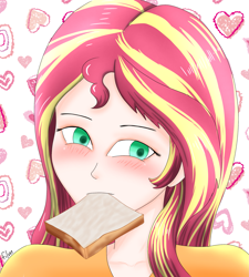 Size: 2901x3228 | Tagged: safe, artist:film77asq, sunset shimmer, human, g4, bread, female, food, high res, humanized, solo, toast