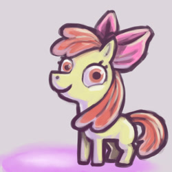 Size: 750x750 | Tagged: safe, artist:sakket, apple bloom, earth pony, pony, g4, female, filly, foal, simple background, smiling, solo