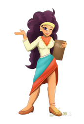 Size: 1399x2044 | Tagged: safe, artist:lordshrekzilla20, saffron masala, human, equestria girls, g4, clothes, equestria girls-ified, female, menu, simple background, skirt, solo, transparent background