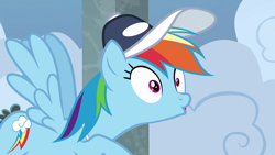 Size: 1280x720 | Tagged: safe, screencap, rainbow dash, pegasus, pony, 2 4 6 greaaat, g4, coach rainbow dash, school of friendship, solo, tail, tail pull