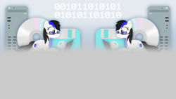 Size: 910x512 | Tagged: safe, artist:thread8, oc, oc only, pegasus, pony, binary, cd, commission, computer, floppy disk, rolling sky