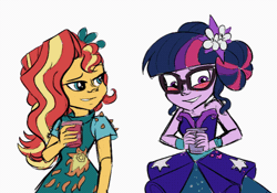 Size: 612x428 | Tagged: safe, alternate version, artist:yuris, sci-twi, sunset shimmer, twilight sparkle, human, equestria girls, g4, my little pony equestria girls: legend of everfree, alternate hairstyle, animated, bare shoulders, blushing, duo, eyes closed, female, gif, kissing, lesbian, lgbt, ship:sci-twishimmer, ship:sunsetsparkle, shipping, simple background, sketch, sleeveless, smiling, strapless, white background