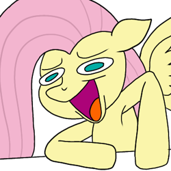 Size: 359x359 | Tagged: safe, artist:thread8, fluttershy, pegasus, pony, g4, armpits, colored, faic, female, flat colors, floppy ears, green eyes, hooves on the table, index get, laughing, long mane, mare, meme, open mouth, palindrome get, ponified meme, simple background, solo, transparent background, wheeze