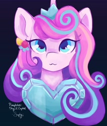 Size: 3497x4096 | Tagged: safe, artist:saphypone, princess flurry heart, alicorn, pony, bust, crown, crystal heart, female, jewelry, mare, older, older flurry heart, regalia, solo