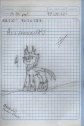 Size: 788x1171 | Tagged: safe, artist:alejandrogmj, artist:wasisi, oc, oc only, oc:wasisi, changeling, base used, boots, changeling oc, clothes, dagger, eyebrows, glasses, gloves, graph paper, knife, magic, raised eyebrow, shoes, sketch, solo, traditional art, weapon