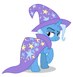 Size: 5352x5634 | Tagged: safe, alternate version, artist:gypsykumquat, trixie, pony, unicorn, g4, no second prances, .svg available, cape, clothes, female, hat, inkscape, looking at you, looking back, looking back at you, raised hoof, rear view, show accurate, simple background, smiling, smiling at you, solo, transparent background, trixie's cape, trixie's hat, vector