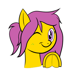 Size: 2000x2000 | Tagged: safe, artist:sassysvczka, oc, oc only, oc:windy forrest, pegasus, pony, bust, emoji, frog (hoof), high res, hooves, looking at you, one eye closed, pegasus oc, ponytail, portrait, simple background, smiling, transparent background, underhoof, wink, winking at you