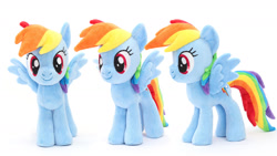 Size: 1280x720 | Tagged: safe, artist:nekokevin, rainbow dash, pegasus, pony, g4, female, irl, mare, photo, plushie, simple background, spread wings, white background, wings