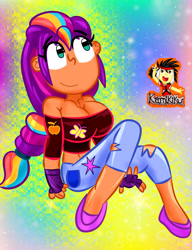 Size: 3000x3900 | Tagged: safe, artist:kamikiku, sunny starscout, human, equestria girls, g4, g5, breasts, busty sunny starscout, cleavage, clothes, equestria girls-ified, female, g5 to equestria girls, g5 to g4, generation leap, high res, mane stripe sunny, solo