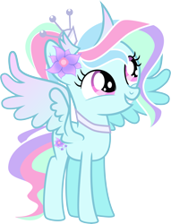 Size: 6099x7981 | Tagged: safe, artist:shootingstarsentry, oc, oc only, oc:monarch, changepony, hybrid, female, interspecies offspring, offspring, parent:princess celestia, parent:thorax, parents:thoralestia, simple background, solo, transparent background