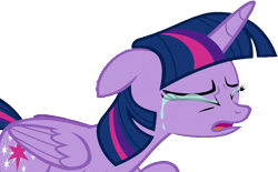 Size: 834x517 | Tagged: safe, edit, edited screencap, screencap, twilight sparkle, alicorn, pony, g4, once upon a zeppelin, background removed, crying, crylight sparkle, eyebrows, eyes closed, female, floppy ears, folded wings, frown, mare, open mouth, sad, simple background, sobbing, solo, transparent background, twilight sparkle (alicorn), wings
