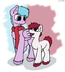 Size: 1241x1366 | Tagged: safe, artist:monycaalot, oc, oc:giddy diddy, earth pony, pegasus, pony, big pony, clothes, colored sketch, earth pony oc, male, patreon, patreon reward, pegasus oc, scarf, simple background, sketch, solo, white background