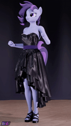 Size: 605x1080 | Tagged: safe, alternate character, alternate version, artist:shadowboltsfm, oc, oc:raven storm, anthro, plantigrade anthro, 3d, 60 fps, adorasexy, animated, arm behind head, blender, breasts, clothes, cute, dancing, dress, feet, female, high heels, legs, looking at you, loop, no sound, not sfm, perfect loop, sexy, shoes, smiling, solo, webm, wedge heel
