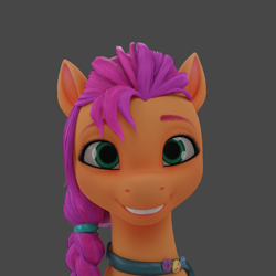 Size: 1920x1920 | Tagged: safe, artist:anthonystt, sunny starscout, earth pony, pony, g5, my little pony: a new generation, 3d, blender, cute, female, gray background, happy, mare, simple background, solo