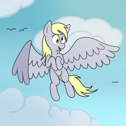 Size: 1500x1500 | Tagged: safe, artist:scraggleman, derpy hooves, pegasus, pony, g4, cloud, flying, solo