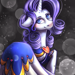 Size: 2048x2048 | Tagged: safe, artist:twiddletwum, rarity, pony, unicorn, g4, blushing, clothes, dress, female, floppy ears, high res, looking at you, mare, nose blush, smiling, smiling at you, solo