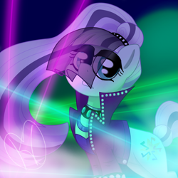 Size: 1811x1811 | Tagged: safe, artist:doodleeartz, coloratura, earth pony, pony, g4, the mane attraction, bracelet, clothes, collar, countess coloratura, female, jacket, jewelry, lights, looking at you, mare, solo, the spectacle