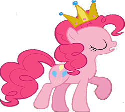 Size: 658x591 | Tagged: safe, edit, edited screencap, screencap, pinkie pie, earth pony, pony, g4, background removed, crown, eyes closed, jewelry, queen, regalia, simple background, solo, transparent background