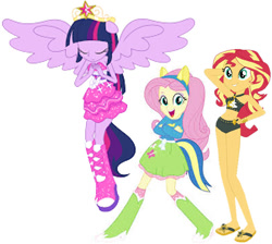 Size: 769x690 | Tagged: safe, fluttershy, sunset shimmer, twilight sparkle, human, equestria girls, g4, female, needs more png, trio, trio female, white background