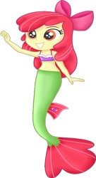 Size: 359x660 | Tagged: safe, artist:liniitadash23, apple bloom, mermaid, seapony (g4), equestria girls, g4, my little pony: friendship is magic, surf and/or turf, belly button, bow, equestria girls-ified, fish tail, mermaid tail, mermaidized, seaponified, seapony apple bloom, simple background, solo, species swap, tail, transparent background