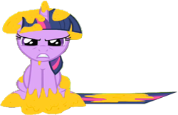 Size: 747x481 | Tagged: safe, artist:incredibubbleirishguy, edit, edited screencap, editor:incredibubbleirishguy, screencap, twilight sparkle, pony, feeling pinkie keen, g4, my little pony: friendship is magic, annoyed, background removed, floppy ears, food, honey, karma, messy mane, messy tail, simple background, solo, sticky, tail, transparent background, ugh