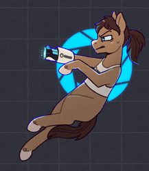 Size: 1280x1472 | Tagged: safe, artist:purrtal2, pony, aperture science, chell, crossover, ponified, ponytail, portal (valve), portal gun, solo