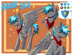 Size: 2732x2048 | Tagged: safe, artist:rament, oc, oc only, oc:silver sky, pegasus, pony, blushing, cutie mark, high res, male, reference sheet, solo, stallion