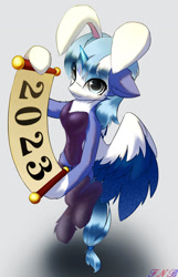 Size: 1222x1893 | Tagged: safe, artist:fnb, oc, oc:dahan(大寒), 2023, bunny suit, clothes, happy new year, holiday