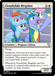 Size: 375x523 | Tagged: safe, edit, bow hothoof, windy whistles, pegasus, pony, g4, parental glideance, ccg, clothes, duo focus, female, hat, jersey, magic the gathering, male, mare, scarf, stallion, trading card, trading card edit, visor