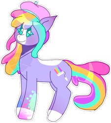 Size: 659x729 | Tagged: safe, artist:luc1g07ch1, oc, oc only, oc:rainbow splash, earth pony, pony, earth pony oc, hat, markings, paint, simple background, solo, transparent background