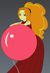 Size: 741x1075 | Tagged: safe, artist:hakdurbin, adagio dazzle, human, equestria girls, g4, balloon, clothes, dress, leaning, simple background, smiling, smirk