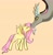 Size: 2001x2048 | Tagged: safe, artist:mickearts, discord, fluttershy, draconequus, pegasus, pony, g4, blushing, duo, eyes closed, face to face, female, high res, male, ship:discoshy, shipping, simple background, spread wings, straight, wings, yellow background