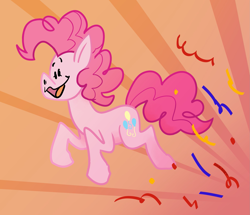 Size: 1971x1699 | Tagged: safe, artist:chal, pinkie pie, earth pony, pony, g4, confetti, dot eyes, female, mare, open mouth, open smile, smiling, solo