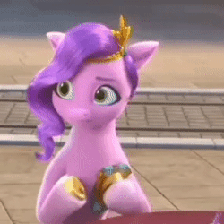 Size: 286x286 | Tagged: safe, screencap, pipp petals, pegasus, pony, ali-conned, g5, my little pony: make your mark, my little pony: make your mark chapter 2, spoiler:my little pony: make your mark, spoiler:my little pony: make your mark chapter 2, spoiler:mymc02e04, adorapipp, animated, cellphone, cropped, cute, female, gif, i watch it for the ears, mare, phone, pipp petals is not amused, reaction image, smartphone, unamused