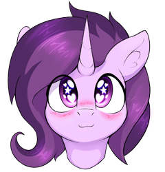 Size: 3894x4062 | Tagged: safe, artist:czu, oc, oc only, oc:czupone, pony, unicorn, :3, blushing, bust, ear fluff, heart, heart eyes, looking at you, simple background, solo, starry eyes, transparent background, wingding eyes