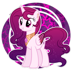 Size: 2220x2173 | Tagged: safe, artist:pastelnightyt, oc, oc only, alicorn, pony, alicorn oc, base used, ear piercing, earring, ethereal hair, ethereal mane, ethereal tail, female, folded wings, galaxy wings, high res, horn, jewelry, long mane, long tail, magenta eyes, mare, peytral, piercing, simple background, solo, standing, starry hair, starry mane, starry tail, starry wings, tail, transparent background, wings