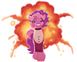 Size: 1280x1024 | Tagged: safe, artist:itstechtock, oc, oc only, oc:kaboom, pony, explosion, simple background, solo, transparent background