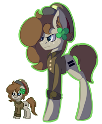 Size: 1036x1256 | Tagged: safe, artist:brybrychan, oc, oc only, earth pony, pony, pony town, clothes, earth pony oc, equal cutie mark, flower, flower in hair, frown, hat, long legs, simple background, solo, tall, transparent background