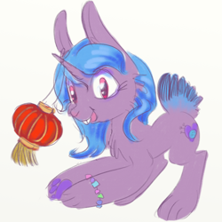Size: 2048x2048 | Tagged: safe, artist:kovoranu, izzy moonbow, hare, hybrid, jackalope, pony, unicorn, g5, chinese new year, high res, solo, species swap, year of the rabbit