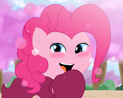 Size: 2500x2000 | Tagged: safe, artist:reinbou, pinkie pie, earth pony, pony, g4, blushing, high res, smiling, solo