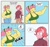 Size: 4096x3837 | Tagged: safe, artist:matchstickman, posey bloom, windy, earth pony, pegasus, anthro, g5, 4 panel comic, abs, biceps, breasts, busty posey bloom, clothes, comic, deltoids, dialogue, duo, emanata, female, flexing, gritted teeth, implied izzy moonbow, mare, meme, muscles, muscular female, pecs, ponified meme, posey brawn, shocked, shocked expression, speech bubble, teeth, thighs, thunder thighs, triceps