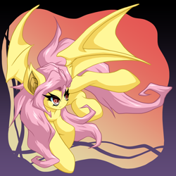 Size: 2000x2000 | Tagged: safe, artist:ragurimo, fluttershy, bat pony, pony, g4, bat ponified, flutterbat, high res, race swap, solo